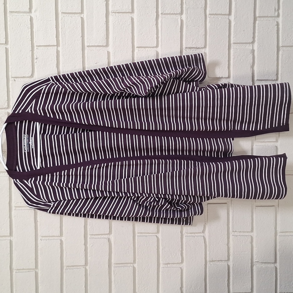 Catherines Purple and White Striped Cardigan Open Front Cardigan. Size 4X NWOT